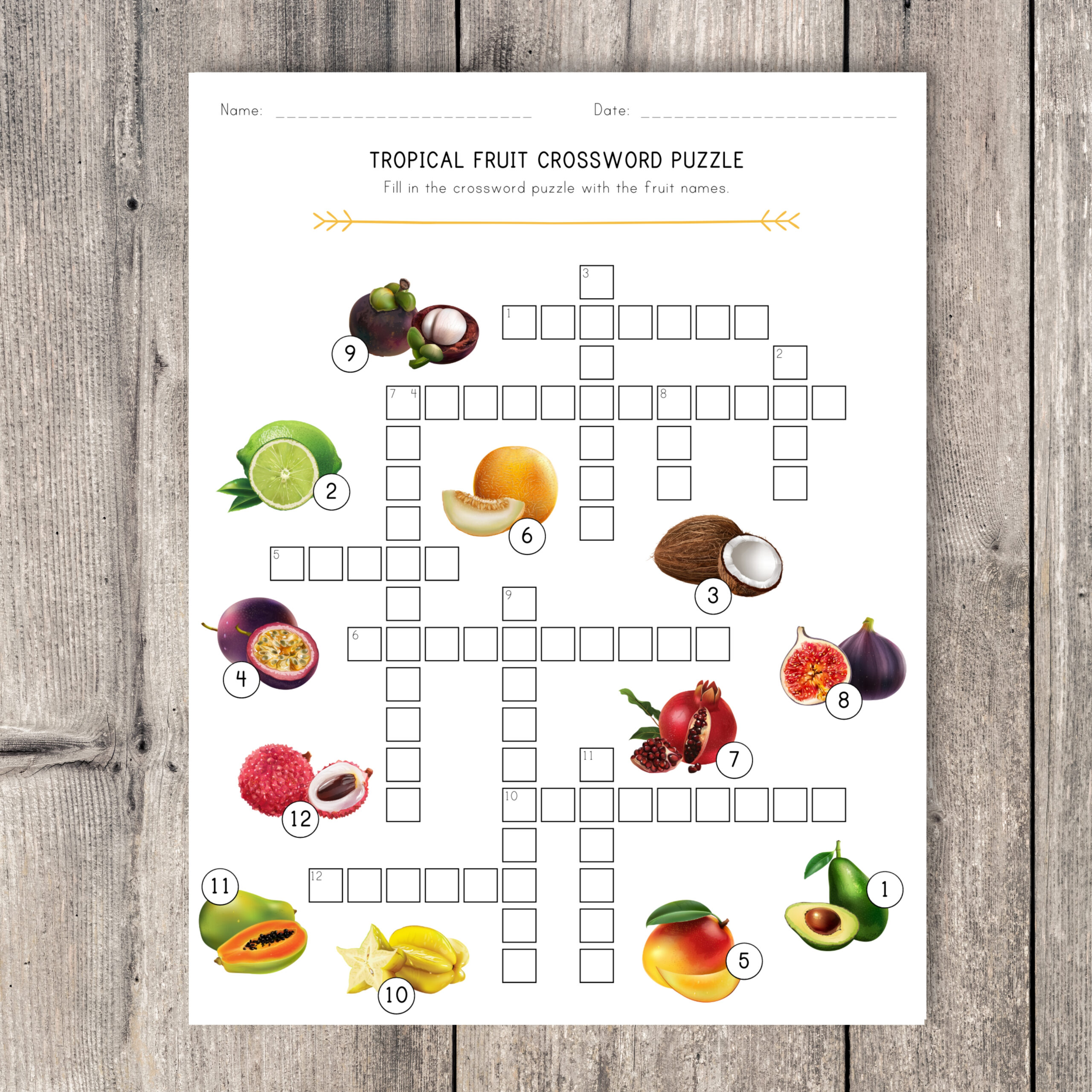 Tropical Fruit Crossword Puzzle